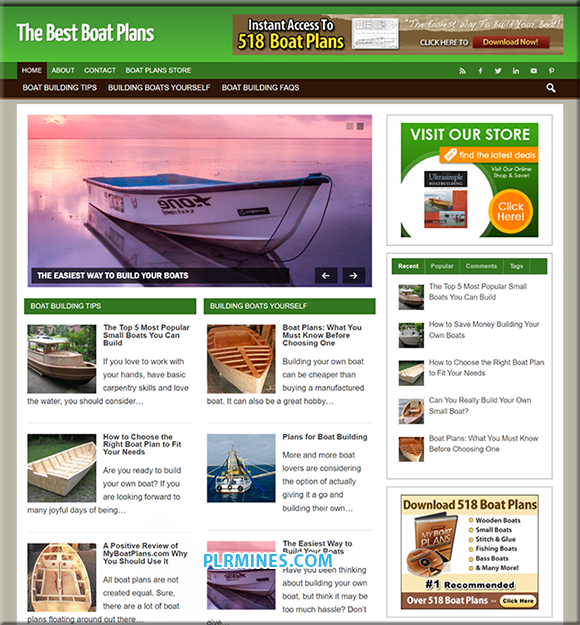 Boat Plans PLR WordPress Blog